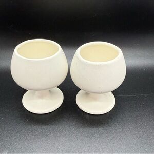 Napcoware cream colored porcelain egg cups mid century modern MCM Japan stamps